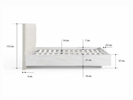 Кровать Сонум Vena Ясень Ориноко + Кашемир Латте (с подъемным механизмом) 120х190